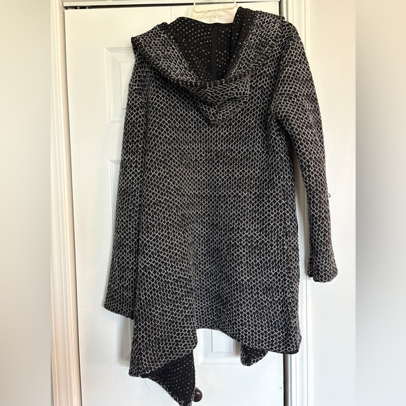 Foxblood Open Front Diamond Grey and White Hooded Cardigan Sweater - M/L - Picture 9 of 11